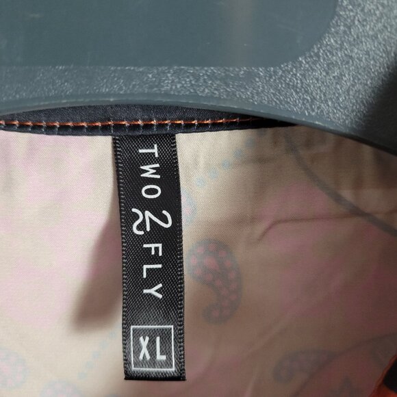 Two 2 Fly Blouse Eclectic 90s XL Grandmillenial Retro Y2K BOHO top snap closure - Picture 9 of 12